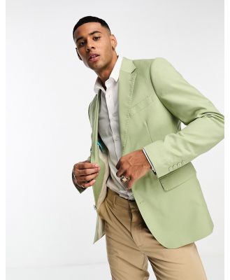 Gianni Feraud skinny fit sage notch lapel suit jacket-Green