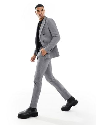 Gianni Feraud skinny fit suit jacket in herringbone black and white