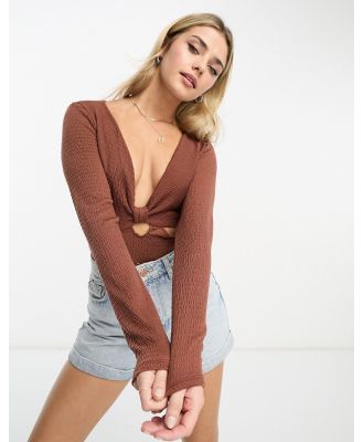 Gilli cut out long sleeve bodysuit in brown