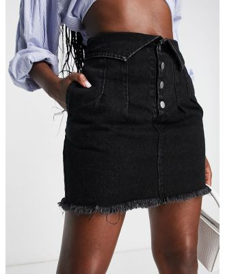 Gilli foldover waist denim mini skirt in black