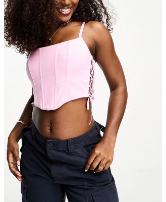 Gilly Hicks corset top with tie side detail in pink