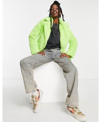 Girlfriend Material Hendrix faux fur jacket in lime-Green