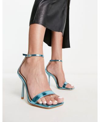 Glamorous barely there heeled sandals in blue metallic