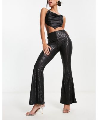 Glamorous high waisted flare pants in matte black sequin (part of a set)