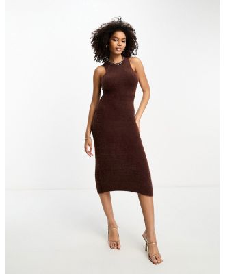 Glamorous knit bodycon maxi dress in fluffy chocolate-Brown