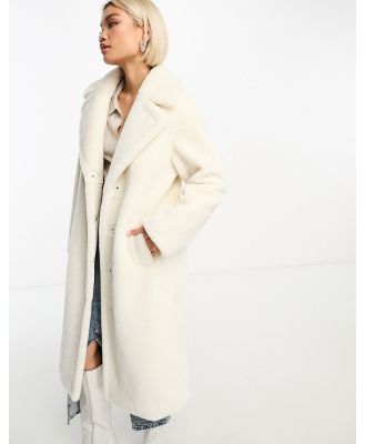 Glamorous longline relaxed coat in winter white teddy