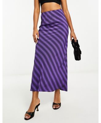 Glamorous midi slip skirt in purple optical print-White