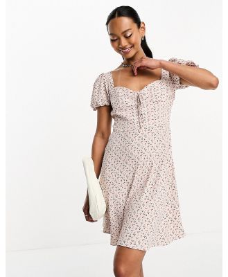 Glamorous milkmaid mini dress in vintage ditsy-Multi