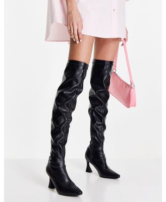 Glamorous Over the knee heel boots in black