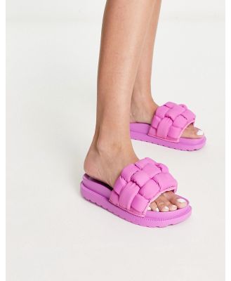 Glamorous padded weave slides in pink