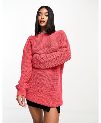 Glamorous scoop back rib knit jumper in coral-Pink