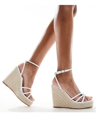 Glamorous Wide Fit espadrille wedge heeled sandals in white