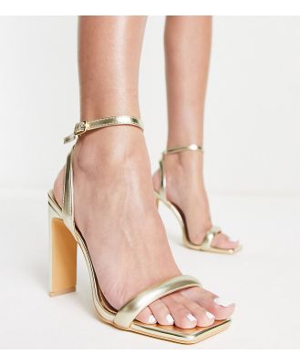 Glamorous Wide Fit strappy heel sandals in gold
