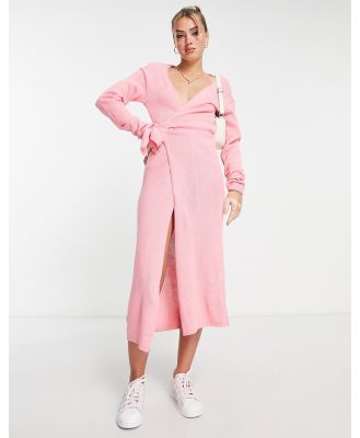 Glamorous wrap tie waist midi jumper dress in candy pink-Neutral