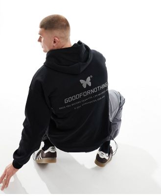 Good For Nothing hoodie with puff print in black