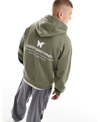 Good For Nothing hoodie with puff print in green-Brown