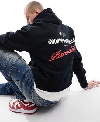Good For Nothing oversized hoodie with paradise back print in black