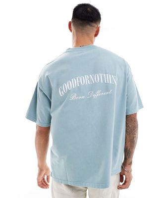 Good For Nothing oversized logo t-shirt in teal blue