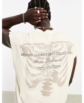 Good For Nothing oversized sleeveless t-shirt in off white with skeleton back print