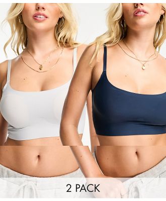 Greentreat 2 pack seamfree bonded bralets in navy and grey-Multi