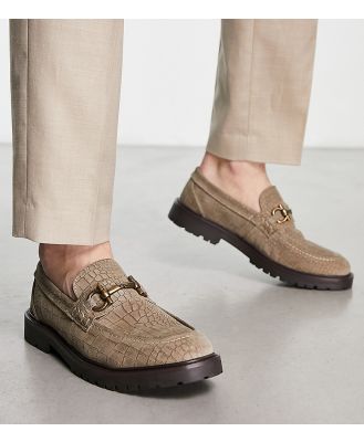 H by Hudson Exclusive Alevero loafers in taupe croc suede-Neutral
