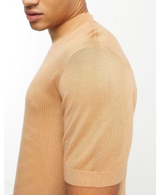 Harry Brown knitted high neck jumper in beige