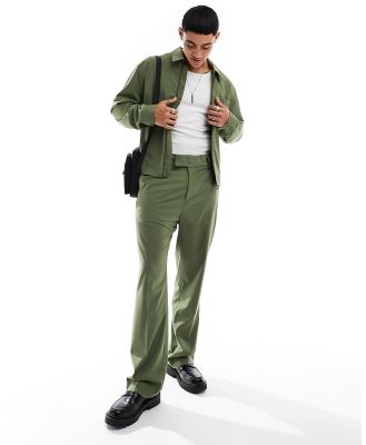 Harry Brown loose full length pants in khaki (part of a set)-Green