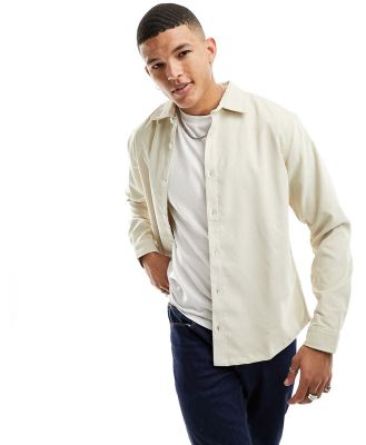 Harry Brown oversized cord shirt in cream-Neutral