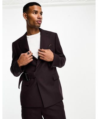 Harry Brown regular fit suit jacket with buckle in purple