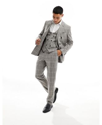 Harry Brown slim fit suit pants in grey check