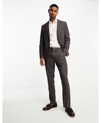 Harry Brown slim fit suit pants in red gingham check