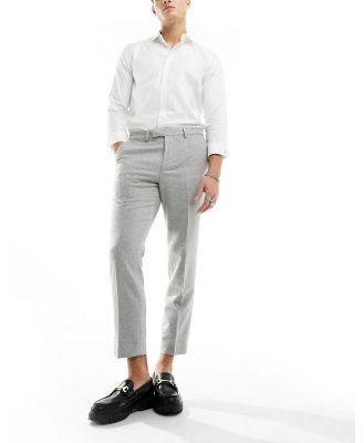 Harry Brown Wedding slim fit tweed wool mix ankle length suit pants in grey