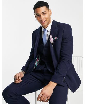 Harry Brown wedding slim fit tweed wool mix suit jacket-Blue