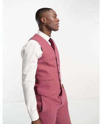 Harry Brown Wedding wool mix slim fit waistcoat in berry-Red