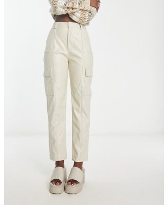 Heartbreak faux leather cargo pants in cream-Neutral