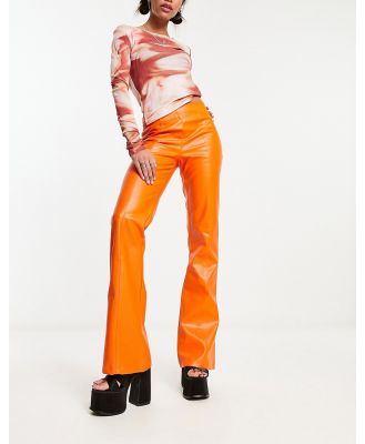 Heartbreak faux leather wide leg pants in orange (part of a set)