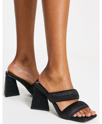 Heartbreak square toe mules with round heel in black