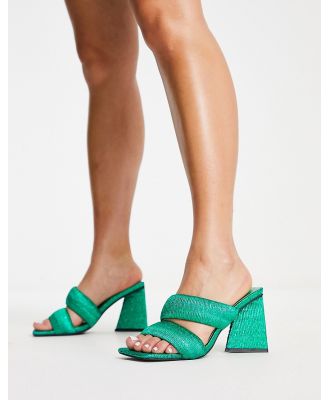 Heartbreak square toe mules with round heel in green plisse