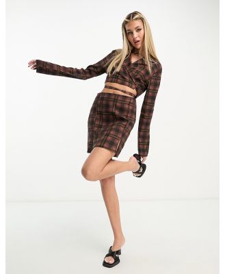 Heartbreak tailored mini skirt in brown check (part of a set)