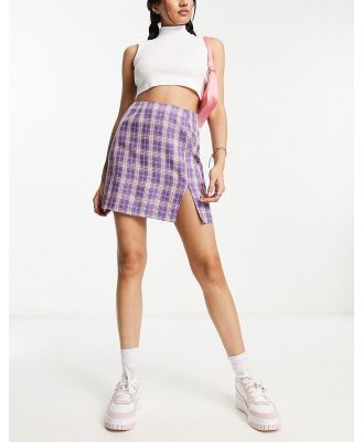Heartbreak tailored mini skirt in purple check