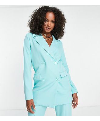 Heartbreak Tall oversized double breasted blazer in turquoise (part of a set)-Blue