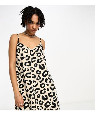 Heartbreak Tall poplin cami smock dress in leopard print-Brown