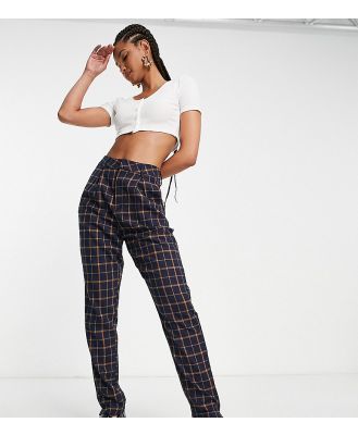 Heartbreak Tall tailored peg leg pants in navy and orange check