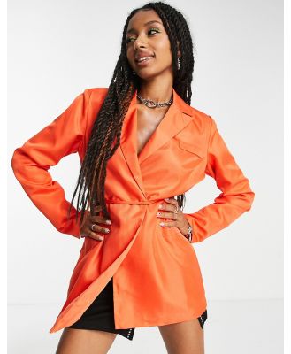 Heartbreak wrap side blazer in orange (part of a set)