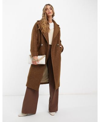 Helene Berman double breasted boucle coat in off brown