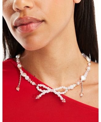 Heretic Nine Exclusive pearls beaded choker necklace with bow-Multi