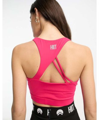 HIIT asymmetric racer neck tank top-Red