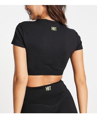 HIIT crop top with cut out detail in black