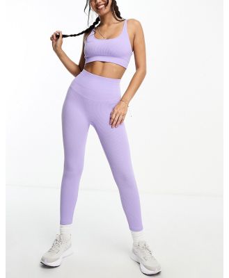 HIIT essential seamless full length rib leggings-Purple