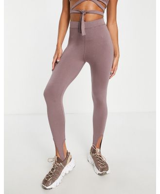HIIT leggings with wrap and tie detail in mink-Brown